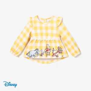 Disney Winnie the Pooh character pattern plaid top paired or with knitted stretch denim jeans