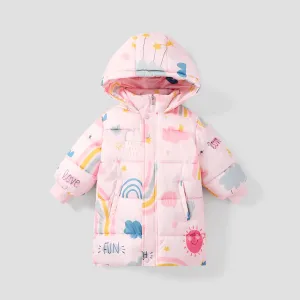 Kid Girl Childlike Hoodie Design Stars Pattern Winter Coat #1076390