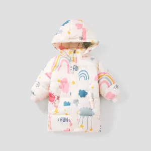 Kid Girl Childlike Hoodie Design Stars Pattern Winter Coat #1076394
