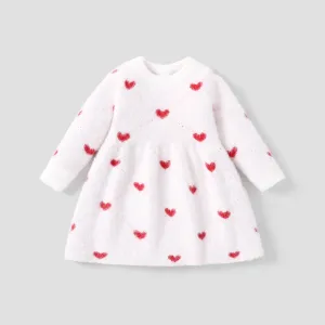 Baby/Toddler Girl Sweet Heart-shaped Sweater Dress #1083725