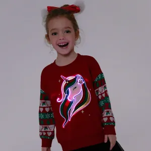 Go-Glow Christmas Illuminating Sweatshirt with Light Up Unicorn Including Controller (Built-In Battery) #1188865