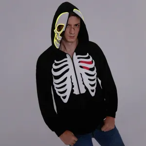 Go-Glow Halloween Illuminating Adult Jacket with Light Up Head Skeleton for Men Including Controller (Built-In Battery) #1171558