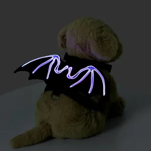 Go-Glow Illuminating Pet Collar for Small Medium Pets with Light Up Wings Including Controller (Built-In Battery)