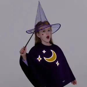 Go-Glow Halloween Illuminating Purple Cape with Wizard Hat with Light Up Moon and Stars Including Controller (Built-In Battery) #1076654