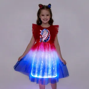 Go-Glow Illuminating Unicorn Red Dress with Light Up Gradient Skirt Including Controller (Battery Inside) #1032406