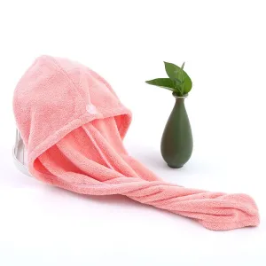 Hair Towel Wrap, Hair Drying Towel with Button, Polyester Hair Towel, Dry Hair Hat, Bath Hair Cap #1055350