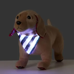 Go-Glow Light Up Pet Bandana with Color-block Stripes for Small Medium Pets Including Controller (Built-In Battery) #207379