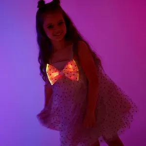Go-Glow Illuminating Pink Dress with Light Up Removable Bowkont  Glitter Polka dots Including Controller (Battery Inside) #207491