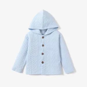 Kid Boy/Girl Solid Color Hooded Coat #1168259