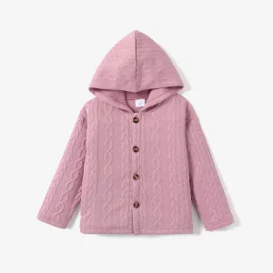 Kid Boy/Girl Solid Color Hooded Coat #1168267