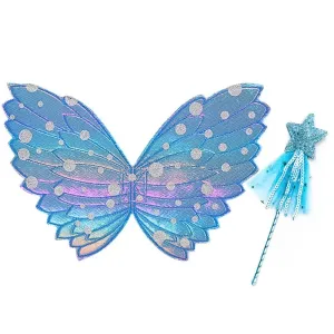 Kid Girl Beautiful Princess Fly Sleeve Heart Rainbow Mesh Fairy Dress #1163167