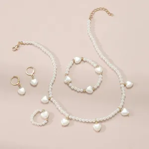 Kids Pearl jewelry set,  including necklace, bracelet, ring, earrings for Girl #1076614
