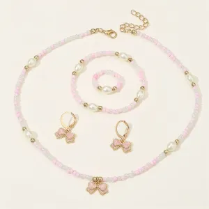 Kids Pearl jewelry set,  including necklace, bracelet, ring, earrings for Girl #1167605