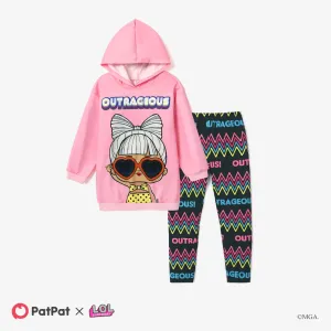 L.O.L. SURPRISE! 2pcs Kid Girl Characters Print Pink Hoodie Sweatshirt and Stripe Leggings Set #1083708