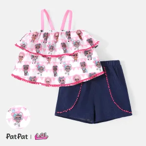 L.O.L. SURPRISE! Kid Girl 2pcs Character Print Pom Pom Decor Cami Top and Shorts Set #917165