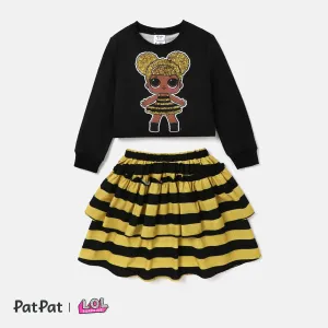 L.O.L. SURPRISE! Toddler/Kid Girl 2pcs Character Print Long-sleeve Top and Tutu Skirt Set #1068261