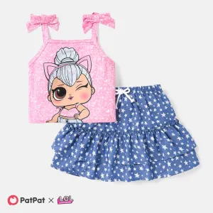 L.O.L. SURPRISE! Toddler/Kid Girl 2pcs Naiaâ¢ Character Print Camisole and Stars Print Skirt Set