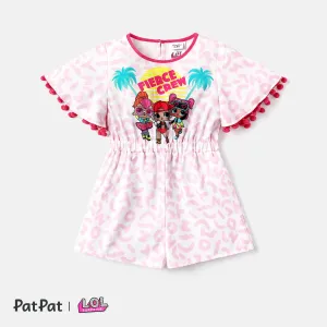 L.O.L. SURPRISE! Toddler/Kid Girl Character & Leopard Print Pom Pom Decor Puff Sleeve Romper #914973
