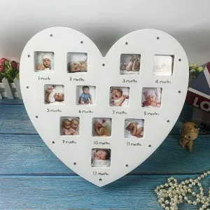 LED Heart-shaped Baby Growth Record 12-month Photo Frame #1208224