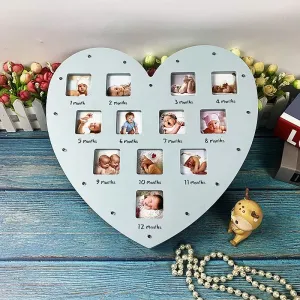 LED Heart-shaped Baby Growth Record 12-month Photo Frame #1208225
