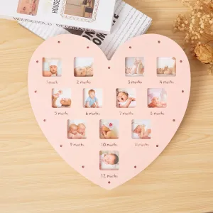 LED Heart-shaped Baby Growth Record 12-month Photo Frame #1208226