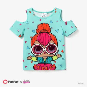 LOL Surprise 1pc Toddler/Kids Girls Character Print Checker/Sequin/ Polka dots Off-Shoulder T-shirt #1326790