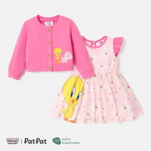 Looney Tunes Baby Girl 2pcs Naiaâ¢ Flutter-sleeve Dress and Button Up Jacket Set #1073126