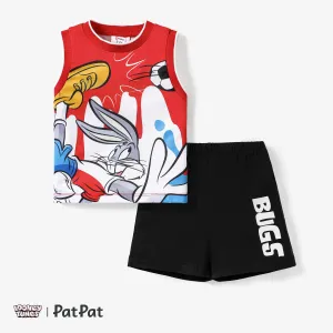 Looney Tunes Boys Breathable Looney Bugs Bunny Football Elements Tank Top Shorts Set #1324410
