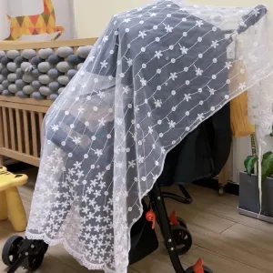 Mosquito Net for Stroller, Embroidery Mesh Breathable Lace Baby Stroller Mosquito Net, Perfect Bug Net for Strollers #1065325