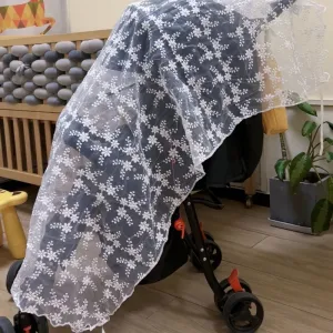 Mosquito Net for Stroller, Embroidery Mesh Breathable Lace Baby Stroller Mosquito Net, Perfect Bug Net for Strollers #1065326