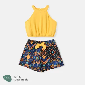 Naia 2pcs Kid Girl Halter Tee and Bowknot Design Exotic Shorts Set #753272