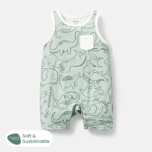 Baby Girl/Boy Dinosaur Print/Stripe Sleeveless Jumpsuits #233049