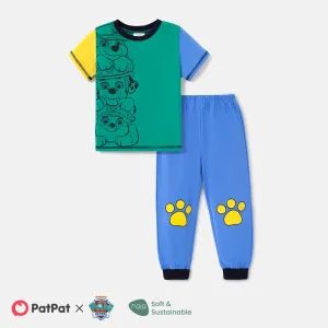 PAW Patrol Toddler Boy 2pcs Cotton Character Print Colorblock Short-sleeve Tee and Pants Set #1052103