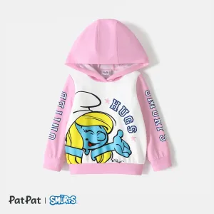 Smurfs Toddler Girl/Boy Letter Print Colorblock Hooded Sweatshirt #204066