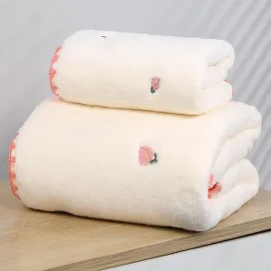 Soft & Absorbent Cute Embroidery Coral Fleece Bath Towel for Boys / Girls #1055153