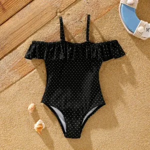 Toddler Girl Sweet Tight Solid Swimsuit with Ruffle Edge #1323274