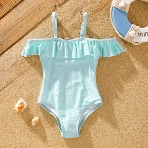 Toddler Girl Sweet Tight Solid Swimsuit with Ruffle Edge #1323278