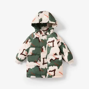 Toddler/Kid Boy/Girl Graffiti  Camouflaged Hooded Button Design Cotton-Padded Coat #1192422