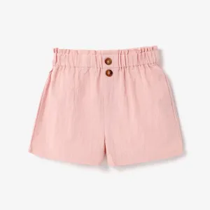 Toddler/Kid Girl 100% Cotton Solid Color Elasticized Shorts #839868