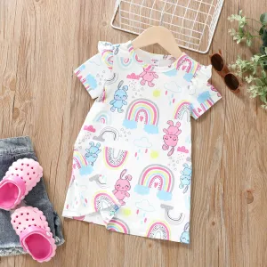 Toddler/Kid Girl Animal Print Flutter Sleeve Dress Pajama #1322516