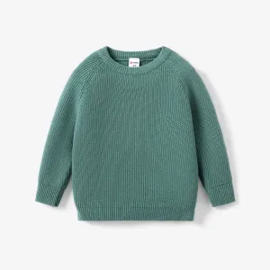 Toddler/Kid Girl/Boy Solid Inserted Shoulder Design Sweater #1316264