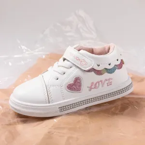 Toddler/Kid Letters Heart Pattern Glitter Velcro Casual Shoes #1094631