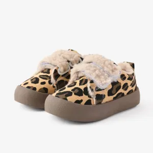 Toddler & Kids Leopard Print Velcro Fleece Casual Shoes #1195464