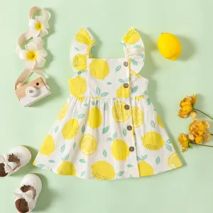 1pc Baby Girl Plaid&Lemon&Fruit Sweet Dress #1045619