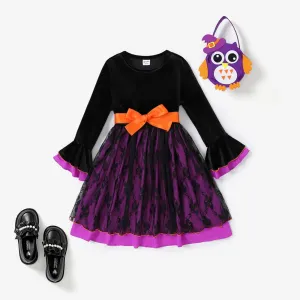 2 PCS Kid Girl Sweet Halloween Pattern Ruffle Edge  Skirt/Dress Set #1066517