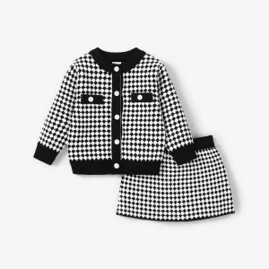 2PCS Baby Girl Elegant Sweater Cardigan and Skirt Set #1067090