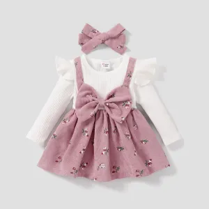 2pcs Baby Girl Floral Print Combo Dress with Headband Set #1046125