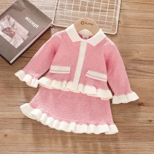 2pcs Baby Girl Sweet Long Sleeve Skirt Set #1057906