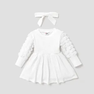 2pcs Baby Girl Sweet Solid Color Long Sleeves Dress Set #1057647