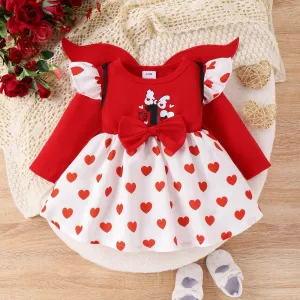 2pcs Baby Girls New Year 95%Cotton Polka Dot Heart print Dress Set with Wings #1195223